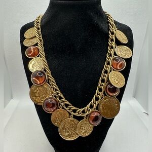 Beautiful vintage French gold coin necklace